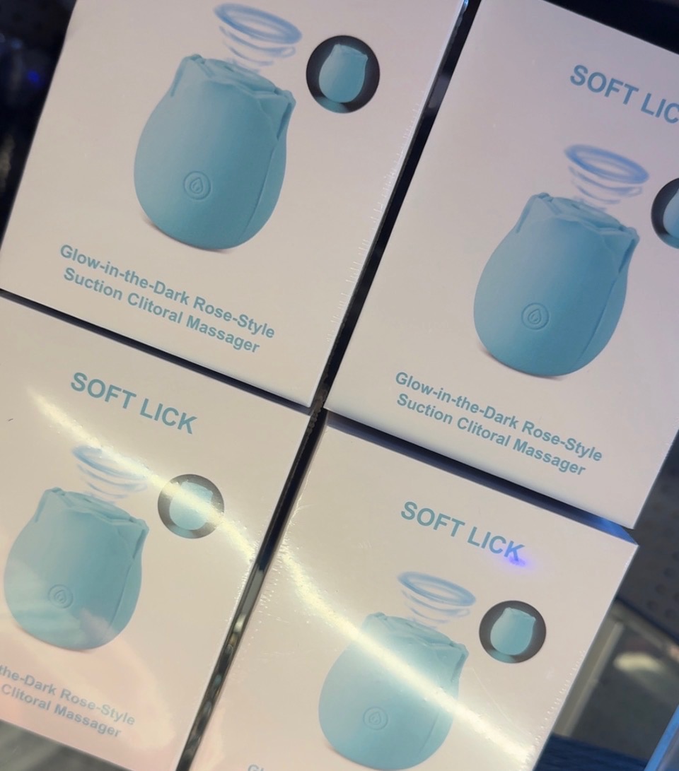 Blue Soft Lick rose-style massager packaging
