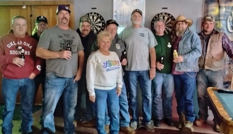 A group of Eagle Rock customers gathered by the pool table